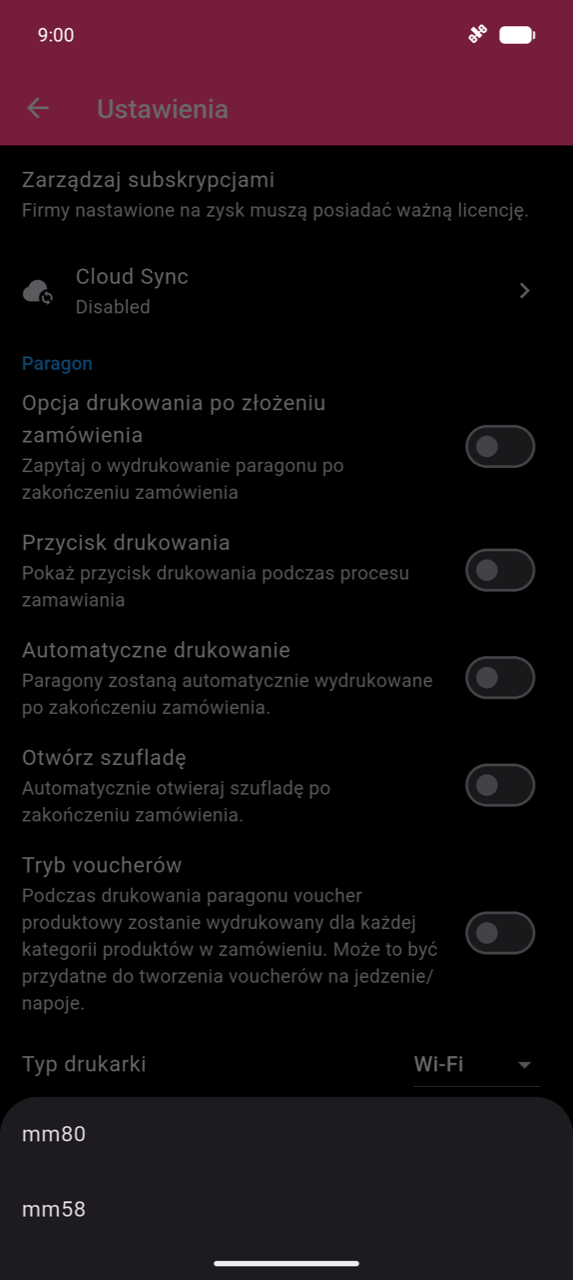 Arkusz dolny rozmiaru papieru z dwiema opcjami: mm80 i mm58